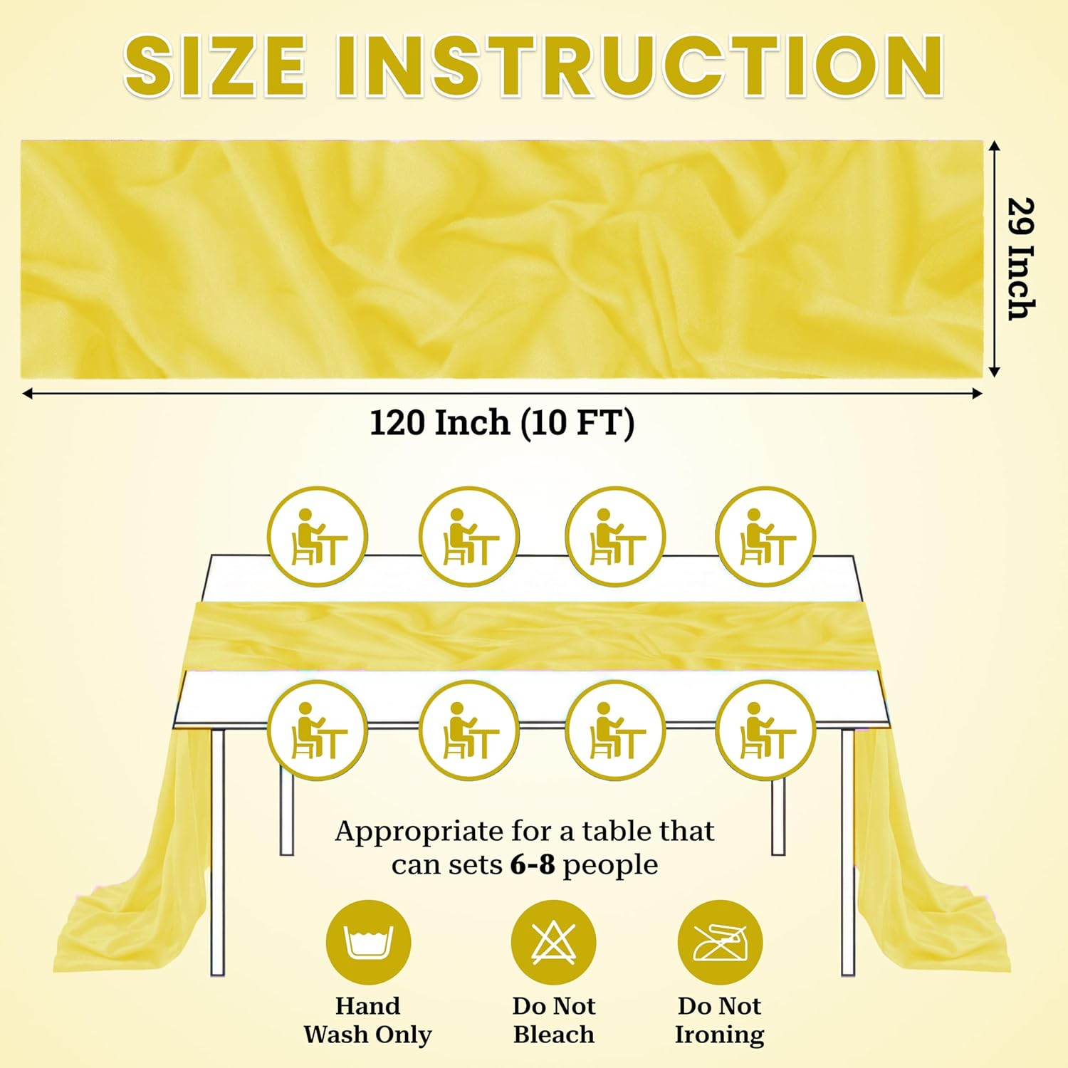 MDS 10 Pack 10ft Chiffon Table Runner 29 x120 Inches Sheer Wedding Runner Romantic Rustic Table Runner for Wedding Decorations, Birthday Parties, Bridal Shower Party Arch Decor - Yellow