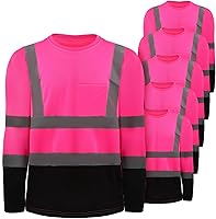 Vista 11 de Zhanmai 6 Pack Long Sleeve Safety Shirt High Visibility Reflective Class 3 Hi Vis Construction Safety Shirt with Pocket