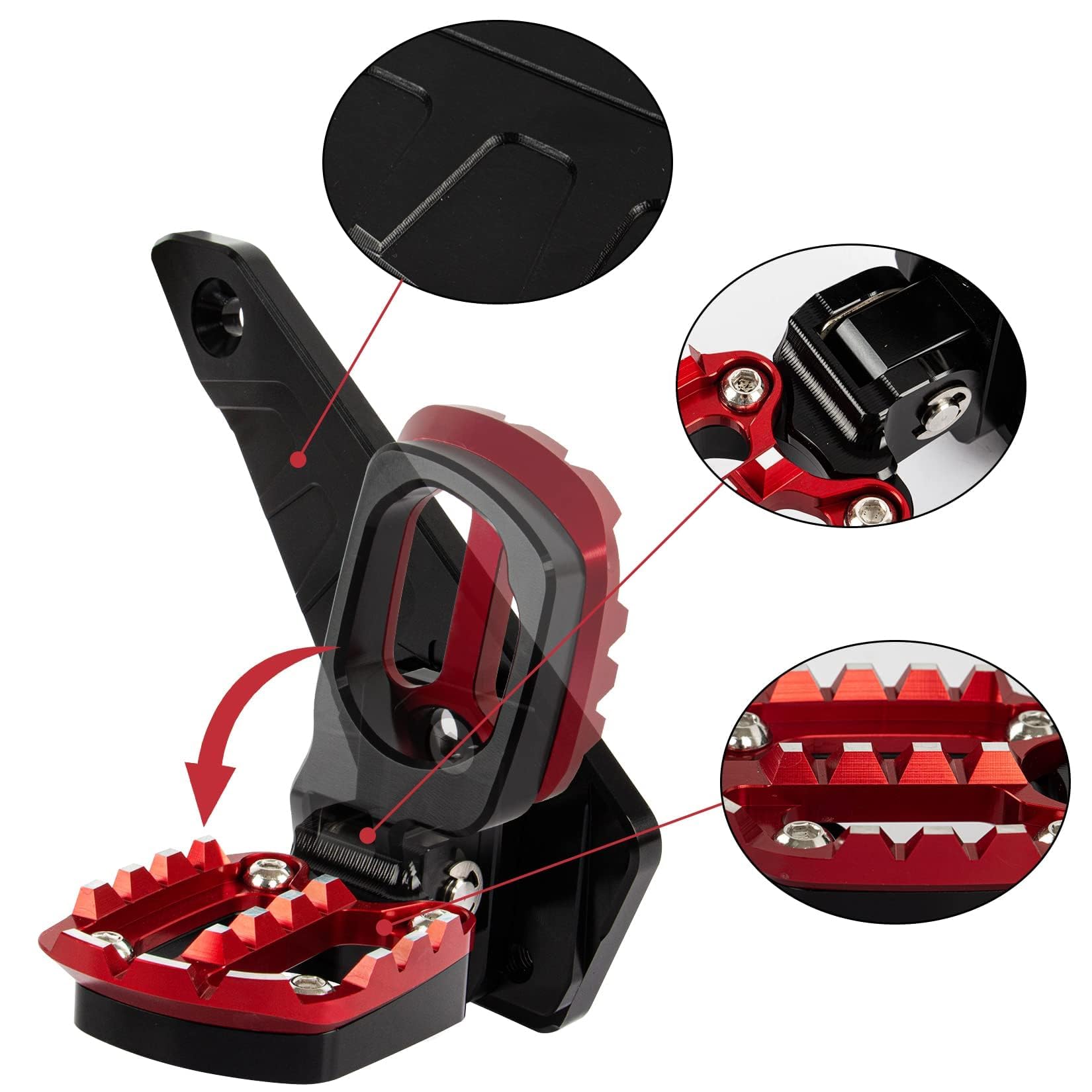Poggiapiedi Posteriore Pieghevole Piedi Pegs per X-ADV 750 Forza 750 NC 750 2021 2022 2023 2024 2025,PSLER Pedale Posteriore Passeggero Set CNC in Alluminio,Può Essere Piegato a 90 Gradi(Nero-Rosso)
