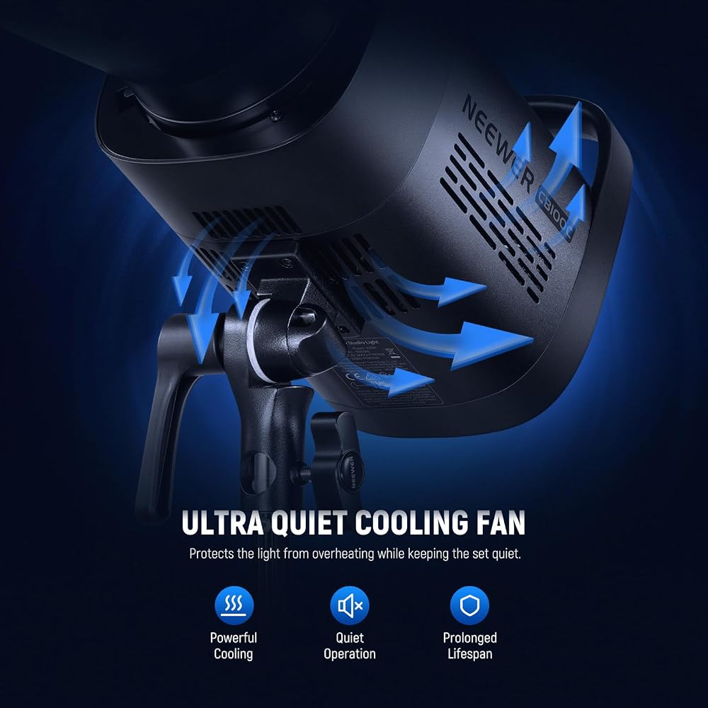 NEEWER CB100C 130w RGB LED Video Light, APP/2.4G Control 360° Full Color 2700K-6500K 27000lux/m COB Bowens Mount Silent Continuous Output Lighting TLCI/CRI97+ 17 Scenes for Video Recording Photography