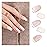 DANNI & TONI Semi Cured Gel Nail Strips Minimalist (Cherished Elegance) Nude and White Gel Nail Stickers Line Gift for Woman 28 Stickers