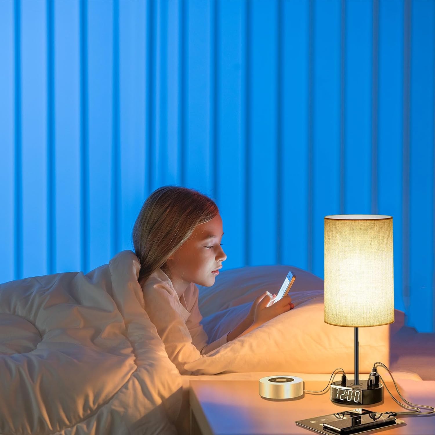 Illuminate Your Nights: Touch Control Table Lamp with USB Charging & Alarm Clock