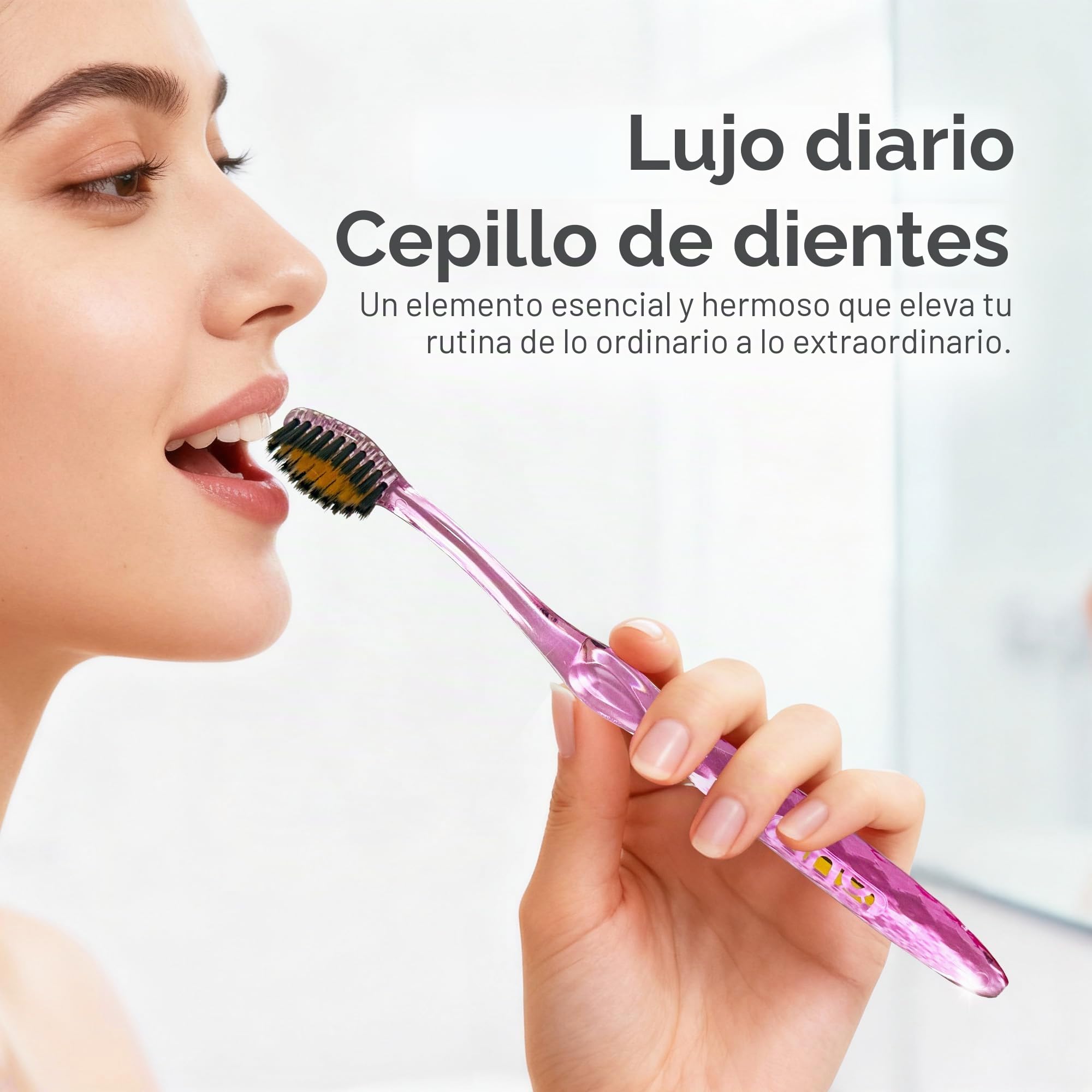 Nano-b Rainbow Pack de 12 cepillos de dientes manuales antibacterianos Carbón de bambú y dorado