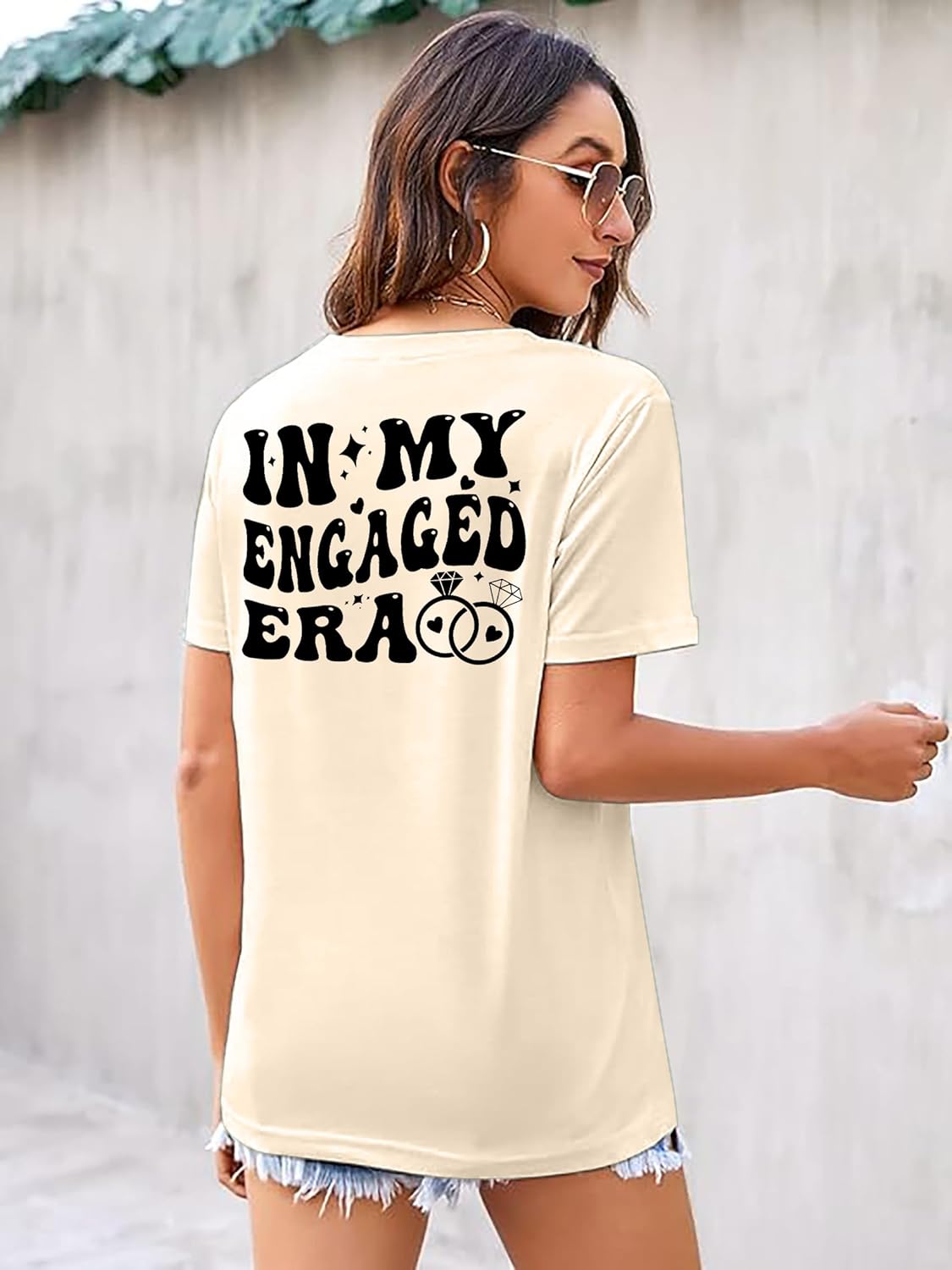 Bride Shirts for Women in My Engaged Era Shirt Tops Bachelorette Party Bride Tees Engagement Gift T-Shirt - Image 4