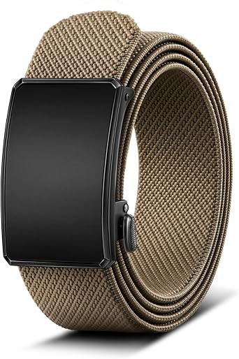 BULLIANT Men Stretch Ratchet Web Belt Adjustable Fit 1 3/8"-Gift Boxed | Smooth Sliding | Precise Fit | Tailored Size | Holeless for Golf, Jeans, Casual
