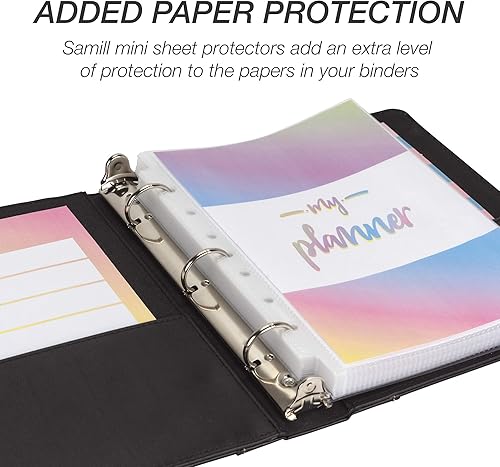 Vista 19 de Samsill Carpeta de 3 anillos de 1.5 pulgadas, piel, color negro con costuras de contraste, 8.5 x 11 pulgadas, 3 anillos, carpeta para cuadernos