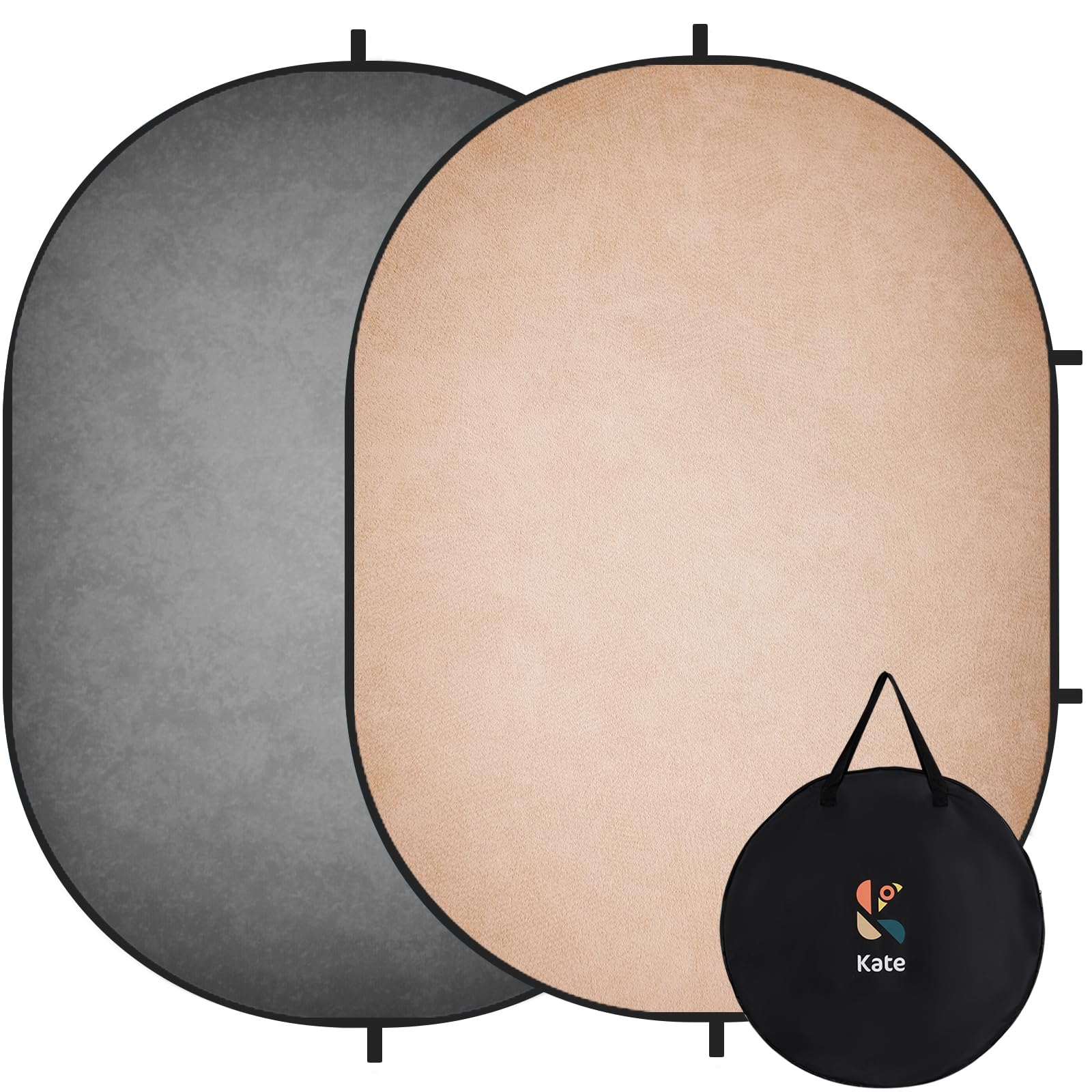 Kate Gray Pop up Backdrop Beige Collapsible Backdrops for Photography Vintage Studio Portable Backdrop for Vedio Shooting, 5x6.5ft