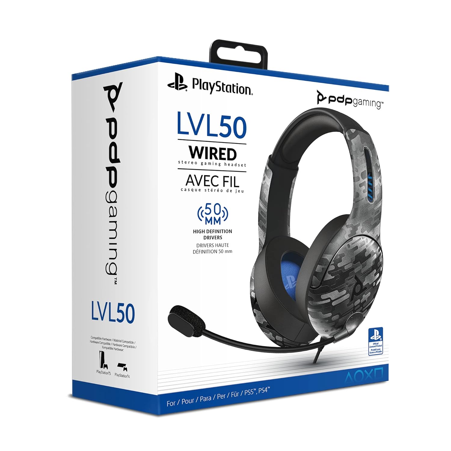 PDP Gaming LVL50 Wired Headset With Noise Cancelling Microphone: Black Camo - PS5/PS4 : Everything Else