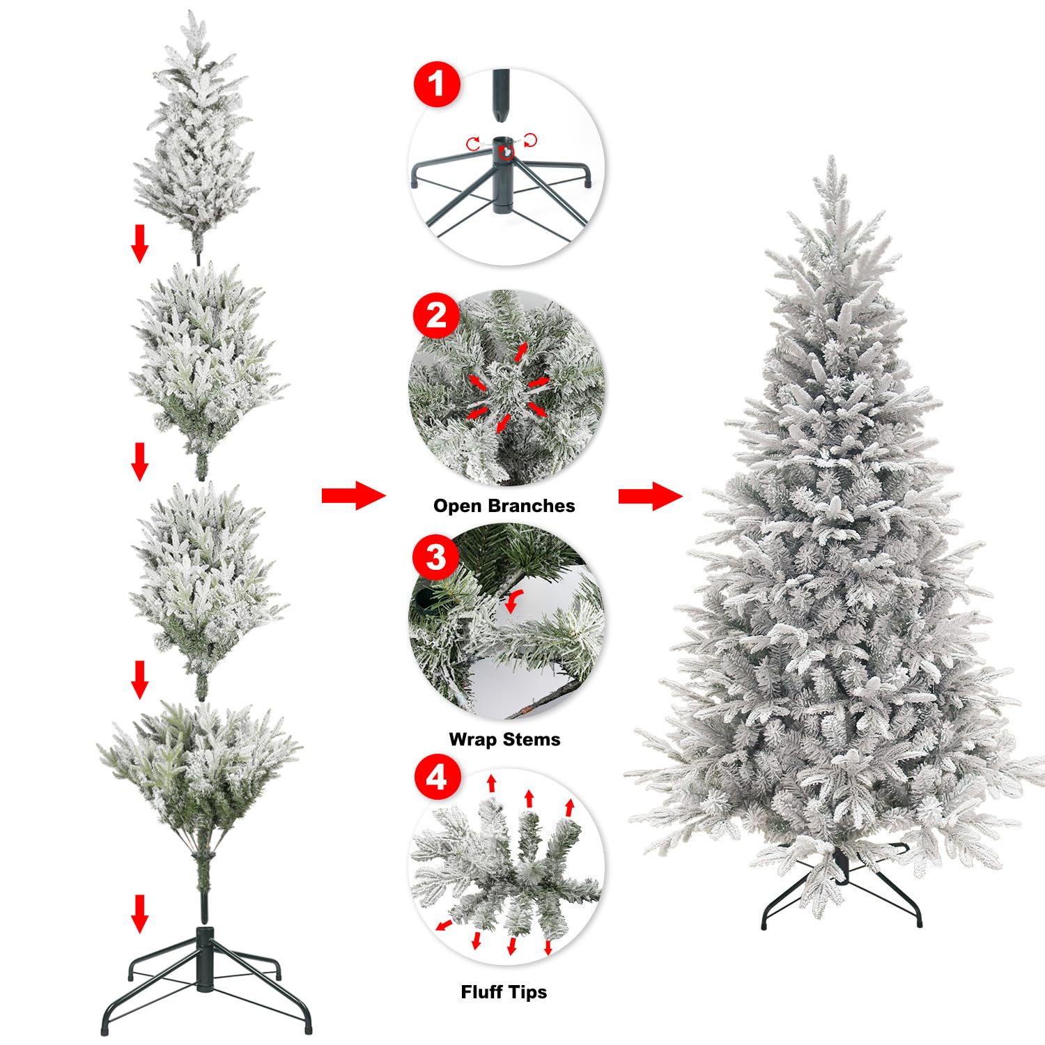 Sapin de Noël artificiel enneigé - 270 cm - Avec support - Sapin de Noël avec neige