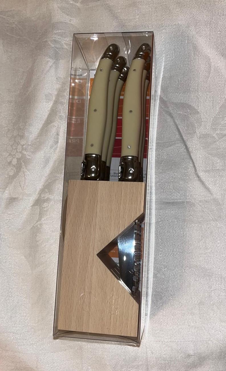 CKS Laguoile Set of 6 Steak Knives In Block Ivory Range K50W 706BBP