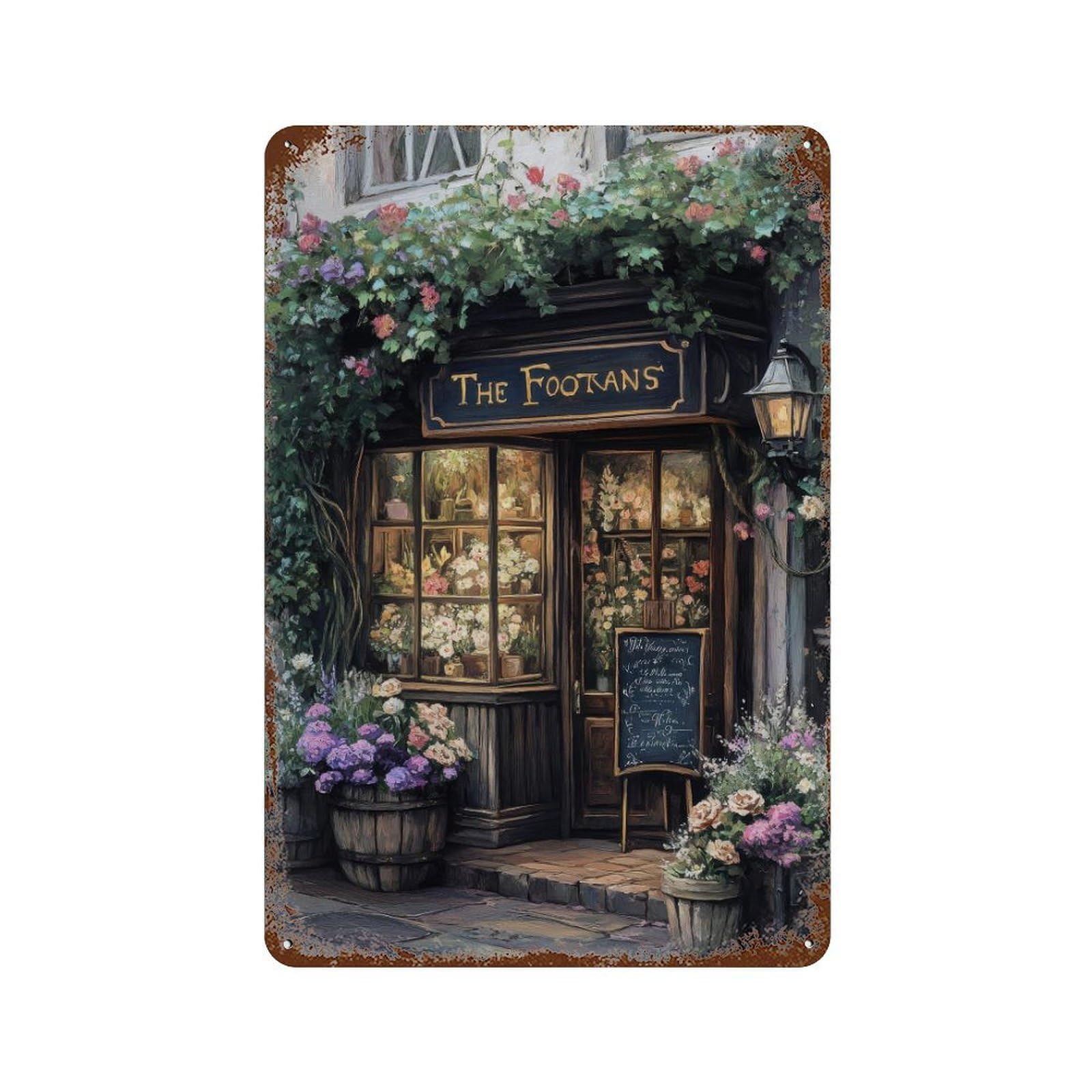 xiaoxiaoshen Flower Shop Vintage Floral Cottagecore Botanical Wall Decor Art Metal Tin Poster Modern Home Decor Art Home Bar Shop Decorations Vintage Sign 30x20cm