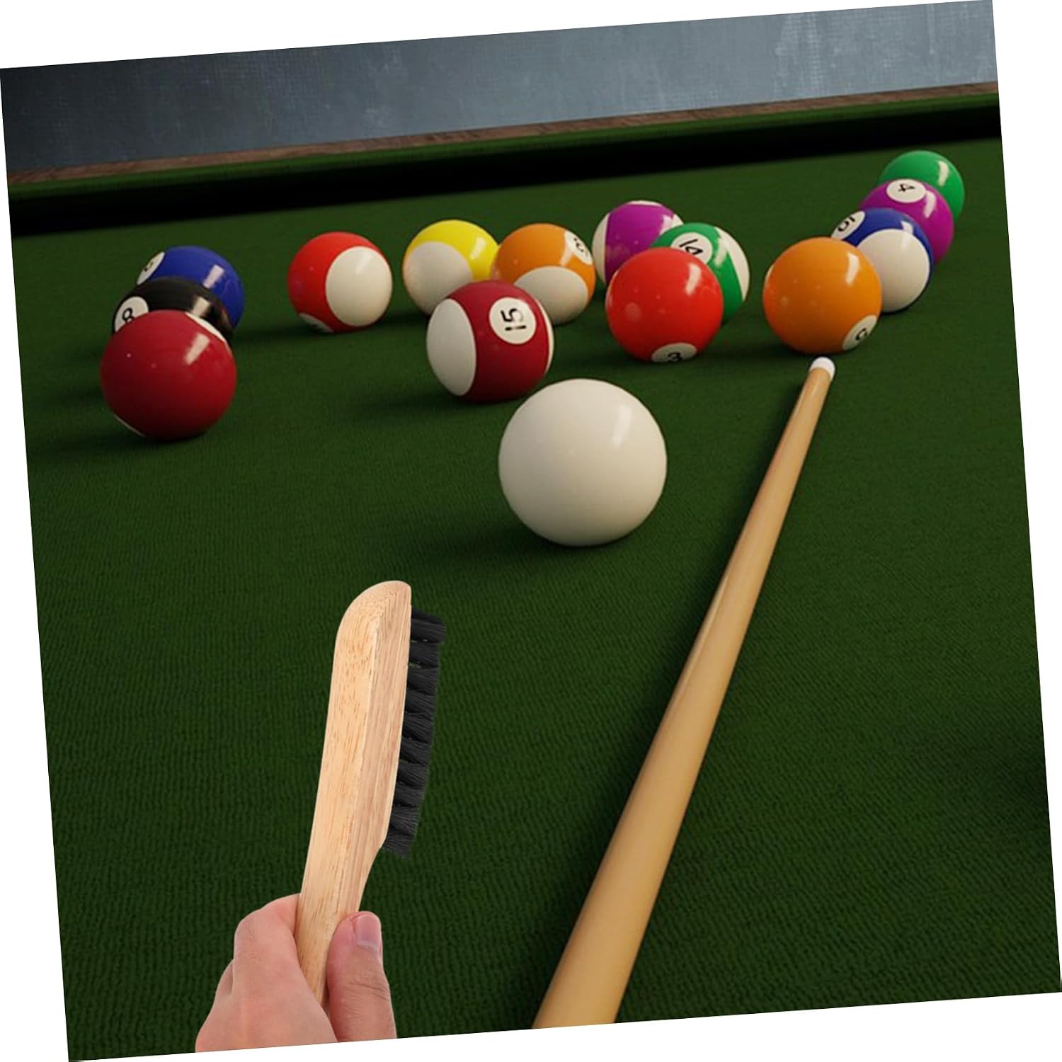 Mikinona Pool Table Brush for Felt with Dense Gentle Bristles Solid Wood Handle Billiard Cloth Cleaner for Deep Cleaning Rails and Table Surface Multi-use Billiards Accessory for Home and