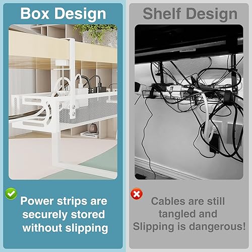 Miniatura 7 de Bandeja de gestión de cables para debajo del escritorio sin necesidad de perforar, SONATURE organizador de cables de 15.7" para mesa, organizador de