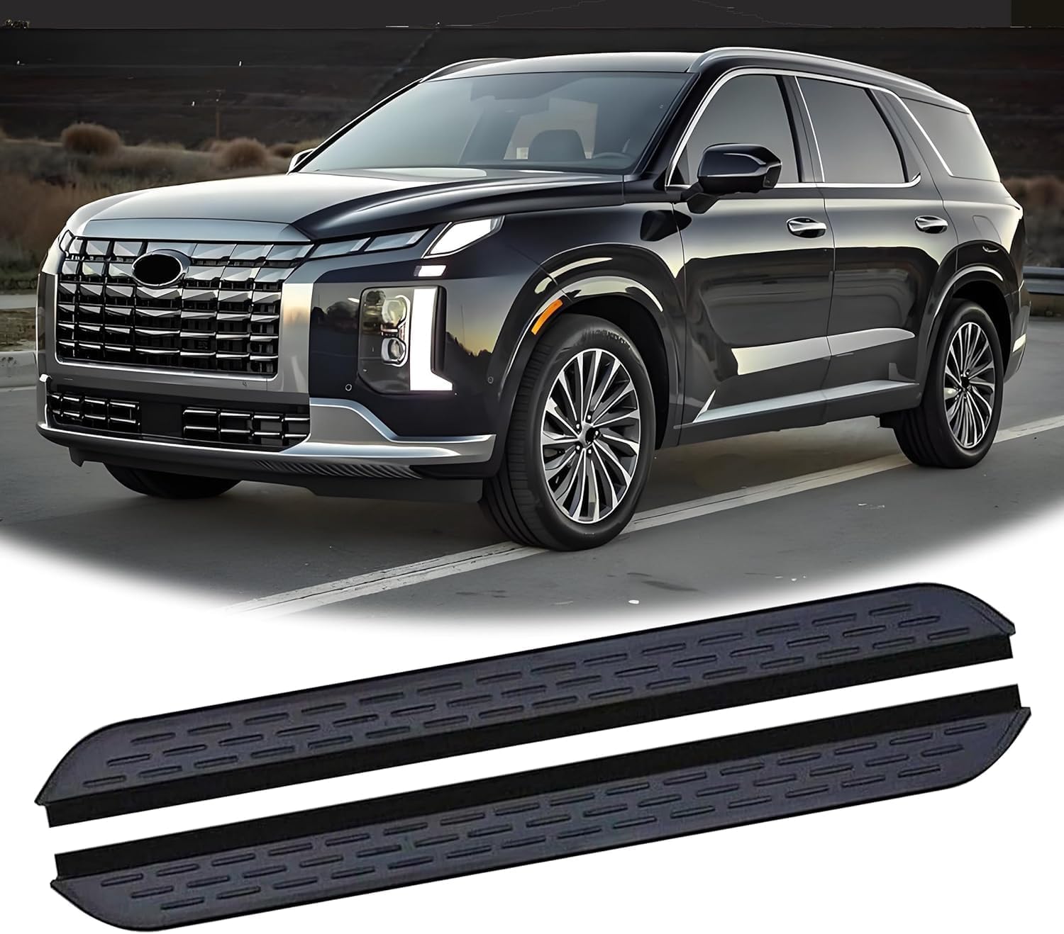 2Pcs Running Board Fits for Hyundai Palisade 2020-2025, Door Fixed Side Step Pedal Nerf Bar Platform Ptotector 2Pcs(with Brackets)