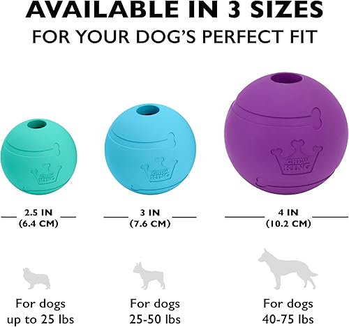 Miniatura 5 de Chew King Fetch Balls Extremely Durable Natural Rubber Toy Pack of 3 - 3 inch Balls (CM-0263-CS01) azul, púrpura, (Blue, Purple, Torquoise),Paquete