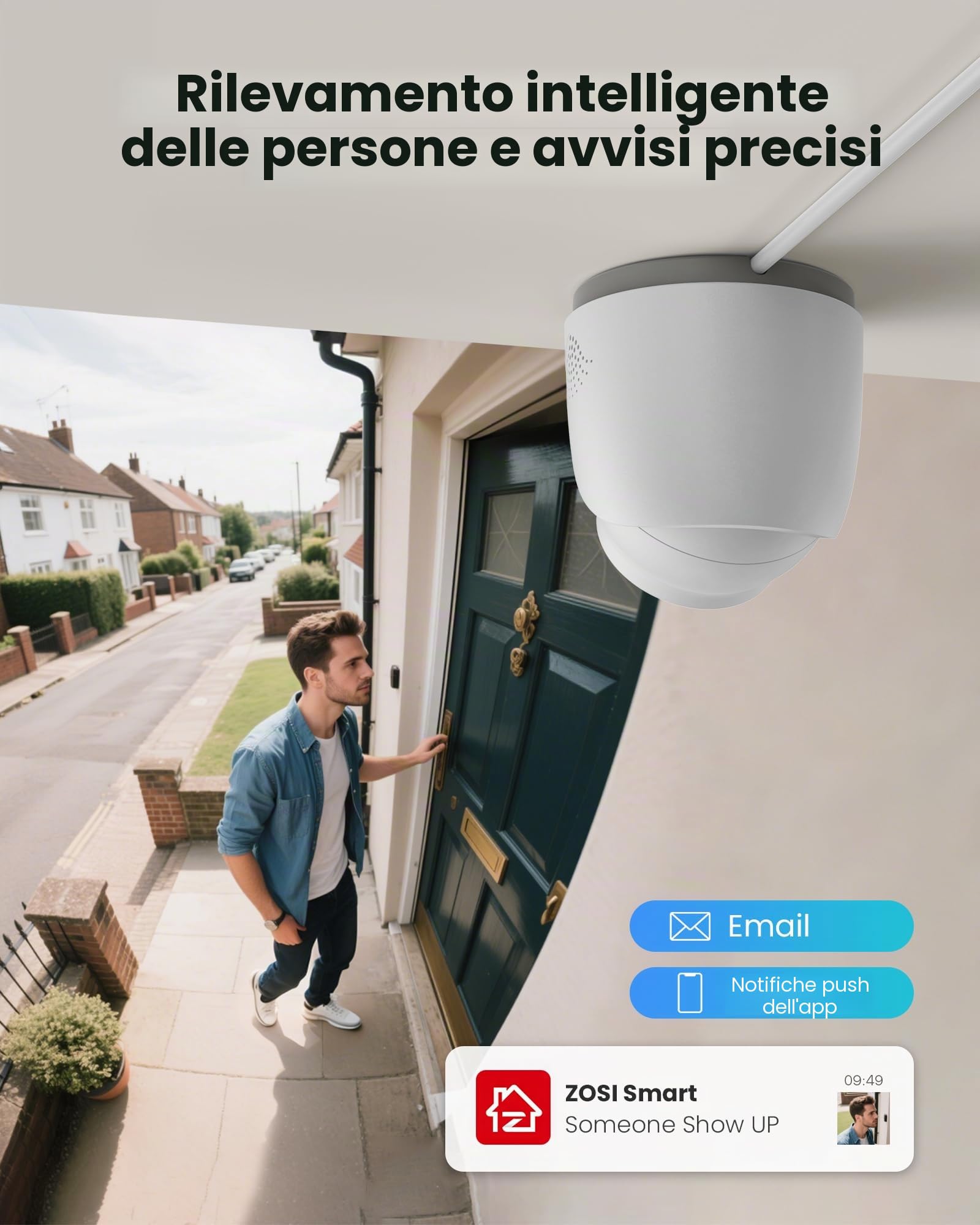 ZOSI 4MP Kit Videosorveglianza PoE Esterno, 8X 4MP PoE Dome Camera Surveillance Set con Audio, 8CH 5MP NVR con 2TB HDD, Rilevamento di Persone, 100ft Night Vision, C220