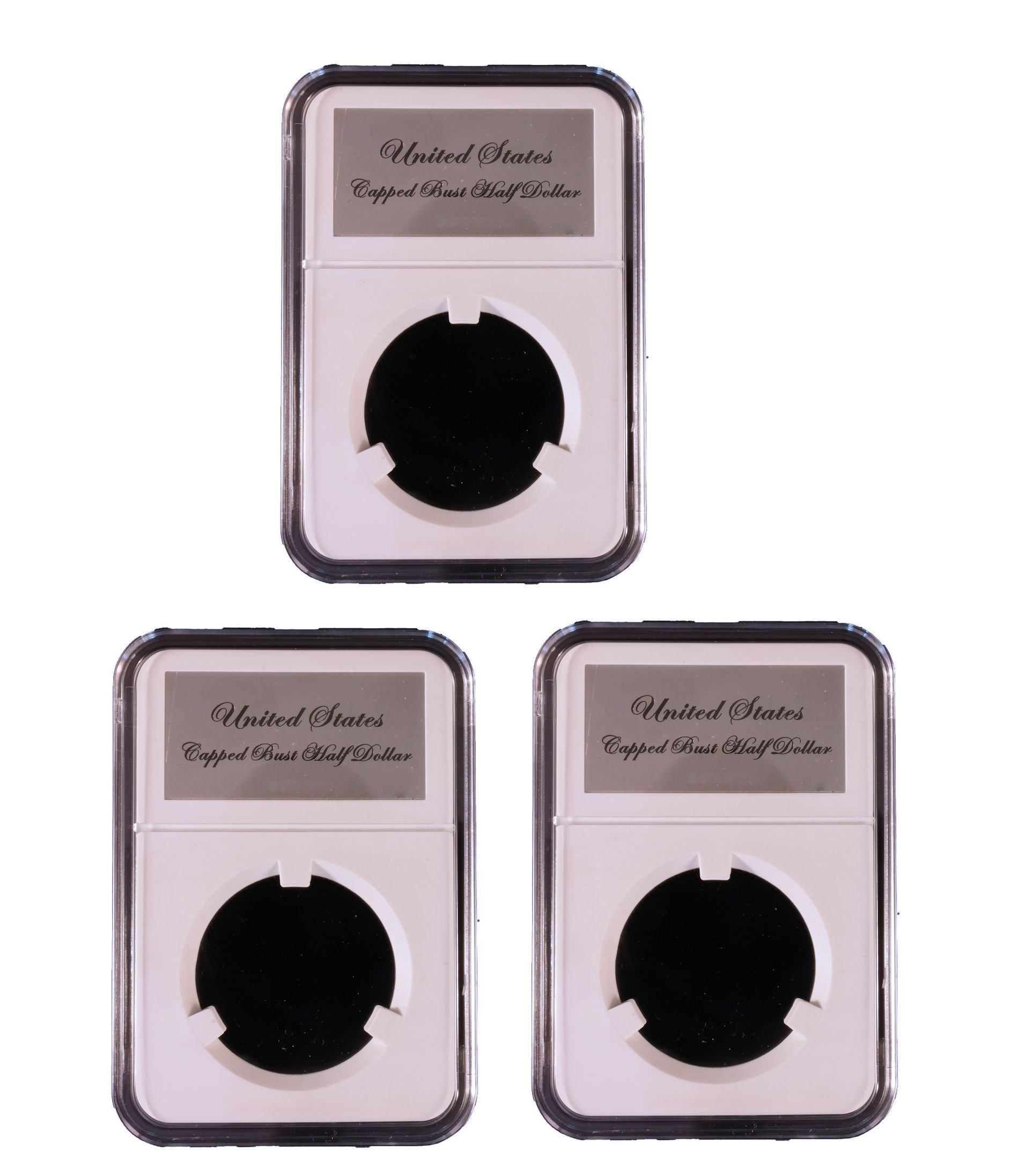 Ursae Minoris Elite Certified-Style Coin Holder for US Early Capped Bust (Large Diameter) Half Dollar 1807 – 1836 Lettered Edge Three Pack