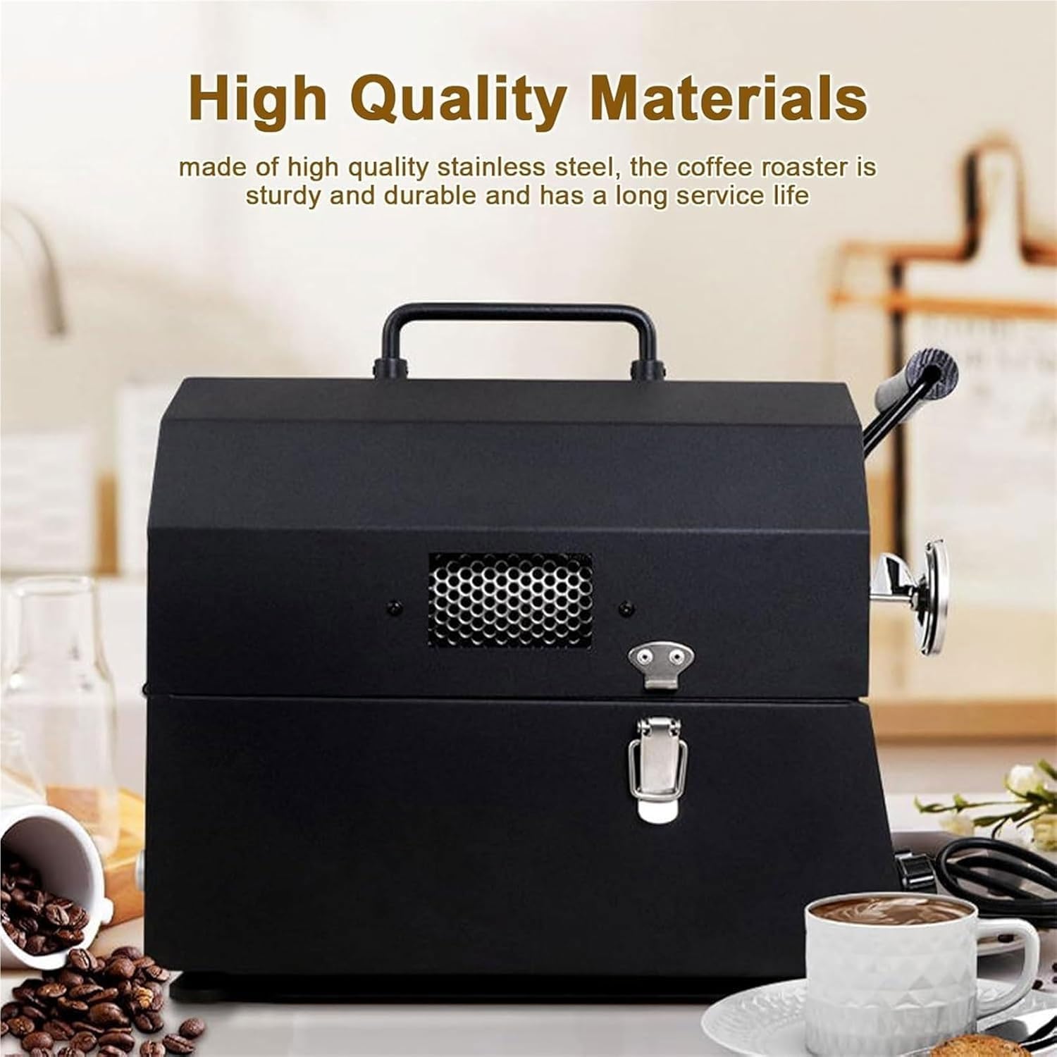 Tostatrice Elettrica Per Chicchi Di Caffè, Macchina Per Cucinare Chicchi Di Caffè Professionale In Acciaio Inossidabile Da 400 G, Temperatura/velocità/tensione/regolazione, Per Casa, Bar, Ufficio
