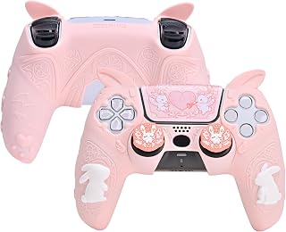 GeekShare PS5対応コントローラーカバー シリコン製 ソフト スキンケース プレイステーション5コントローラー対応シール付け 保護カバー 保護ケース 耐衝撃 簡単装着 滑り止め ほこり防止 PS5対応保護カバー かわいい ゴシック・ウサギ