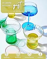 Vista 6 de ColoVie Vasos de Martini, juego de 4 vasos de cóctel, vasos de margarita sin tallo, vidrio de barra de cristal, cristalería de cóctel de camarones