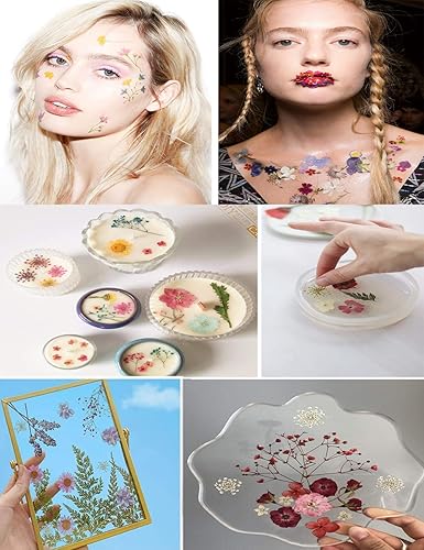 Miniatura 5 de Youthbro - Juego de 25 tipos de 133 piezas de flores secas prensadas rojas con calcomanías de mariposa, juego de hierbas para resina, bricolaje,