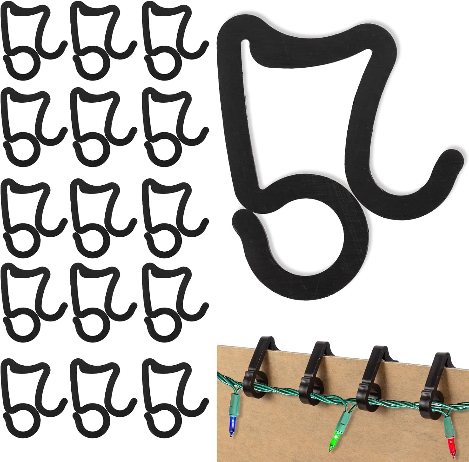 120pcs Christmas Light Clips Outdoor Black Plastic