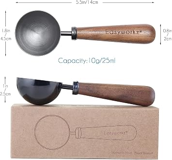 Easyworkz Diego Stovetop Espresso Maker 6Cup 10 oz Moka Pot, Bundled Retro Stainless Steel Coffee Spoon With Black Walnut Handle,10g - Measuring Spoon (Gunmetal)