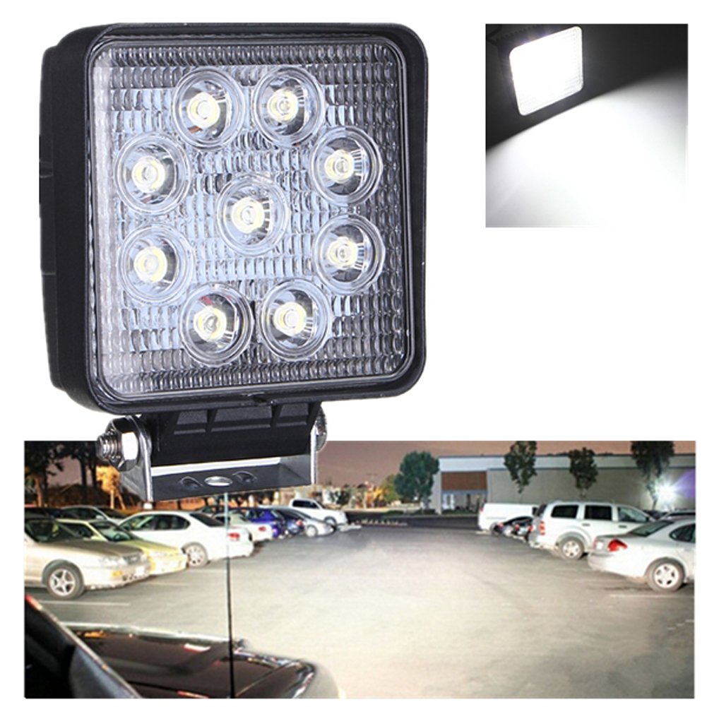 AUXTINGS 10 X 27W 4 Inch LED Luz de Trabajo Cuadrado Campo a través del Reflector Proyector Reflector de Faro 2700LM IP67 Negro Fundido de Aluminio