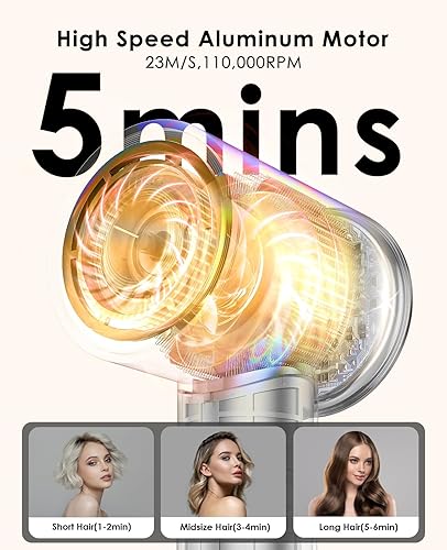 Miniatura 2 de Secador de pelo difusor, secador de pelo de secado rápido de alta velocidad, secador profesional de iones negativos con motor sin escobillas de