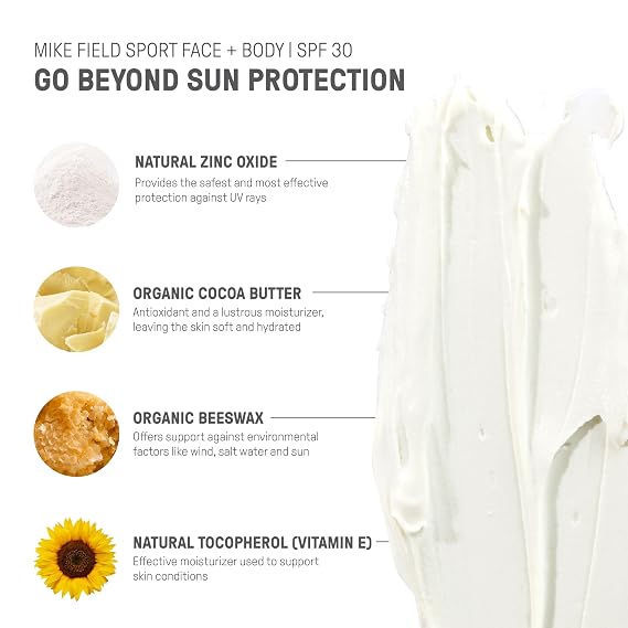 Raw Elements Mike Fields Face & Body Organic Sunscreen Tin SPF 30 - Non-Nano Zinc Oxide, Water-Resistant 80 Min, Reef Safe, All Ages Safe, Travel Sunblock 1.8 oz