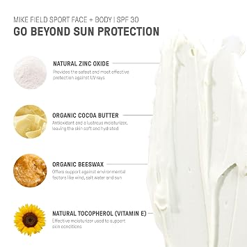 Raw Elements Mike Fields Face & Body Organic Sunscreen Tin SPF 30 - Non-Nano Zinc Oxide, Water-Resistant 80 Min, Reef Safe, All Ages Safe, Travel Sunblock 1.8 oz