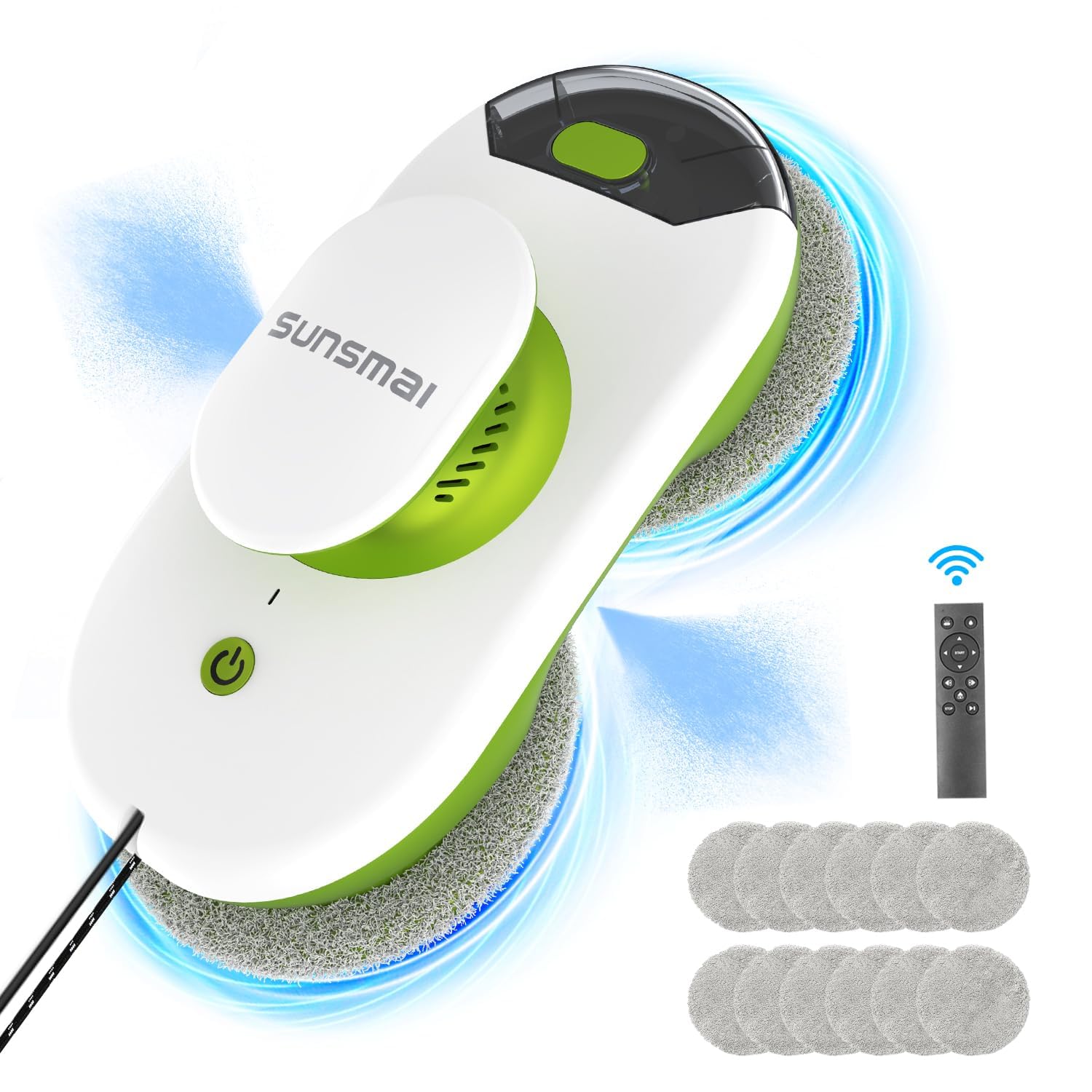 SUNSMAI Doppio getto d'acqua robot lavavetri, Automatic Path Planning robot lavavetri, Edge Detection lavavetri elettrico, cavo di alimentazione da 6,4 m Serbatoio dell'acqua da 50 ml(verde)