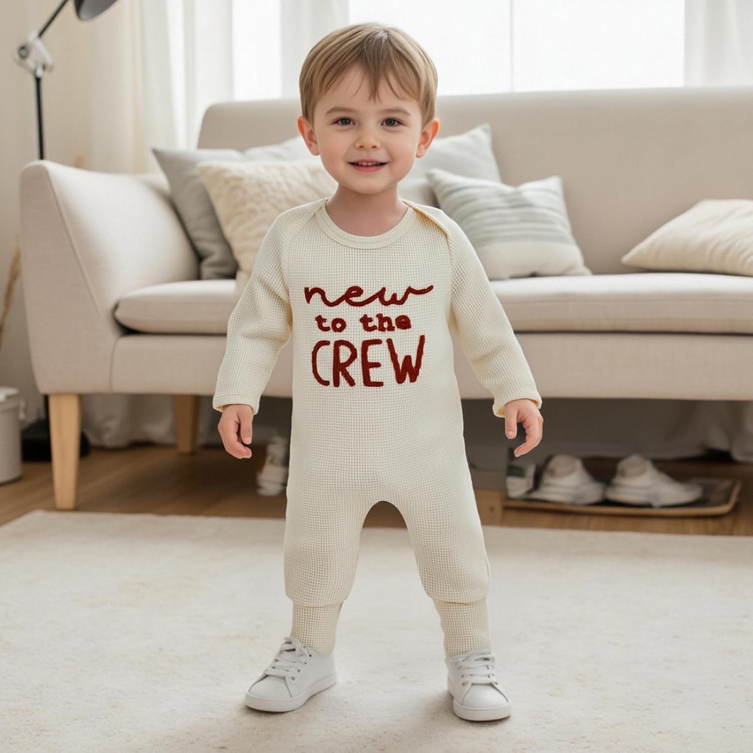 allshope Newborn Baby Boy Fall Outfit Romper Mama Mini Embroidery Long Sleeve Crew Neck Jumpsuit Bodysuit Infant Clothes - Image 3