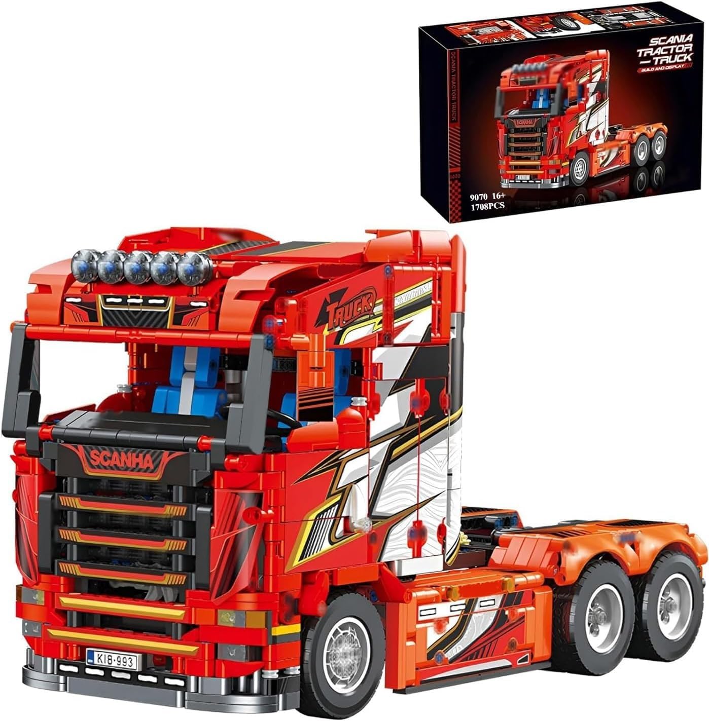 JUCYJULY Sports Car Building Block Set, 1708 PCS Scania Tractor Truck Model Building kits, MOC Car Building Bricks, Construction Vehicles Toy Gift for Adult