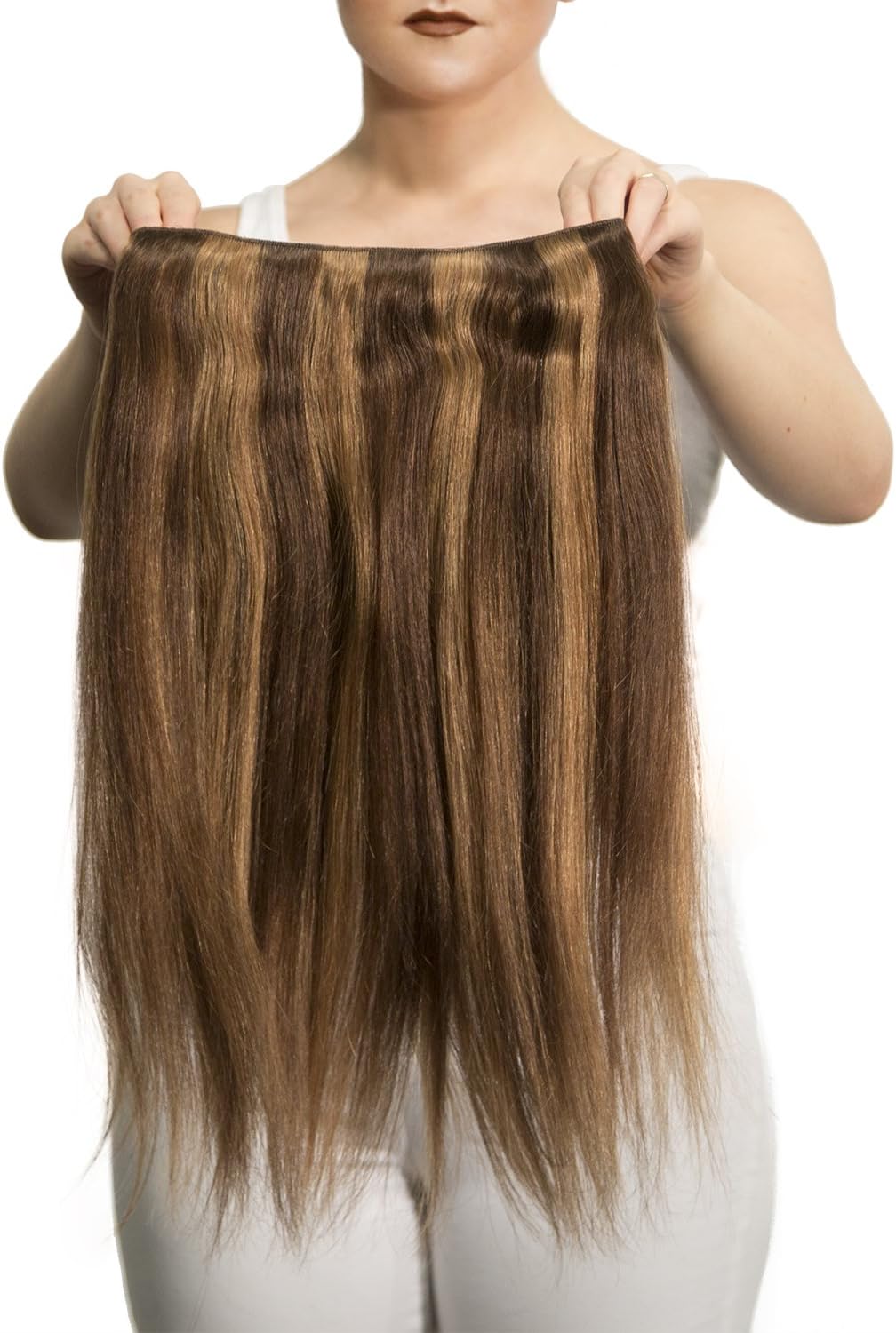 Sono 1 Count 165 g 20" Solo Straight Sono 1 Count 100% Human Hair Extensions, 6/10 Dark Chestnut & Medium Ash