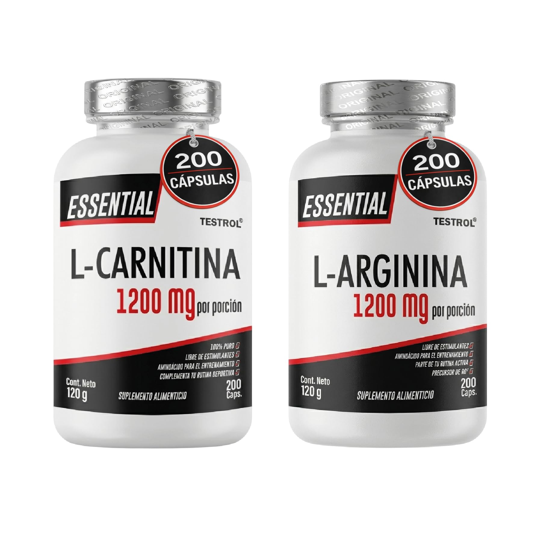 Combo L Carnitina + L Arginina Essential | PreWorkout | Preentreno Libre de  Estimulantes para Hombre y Mujer | TSN Testrol (COMBO CARNITINA+ARGININA  Essential 200 Cpsulas c/u). : Amazon.com.mx: Salud y Cuidado Personal