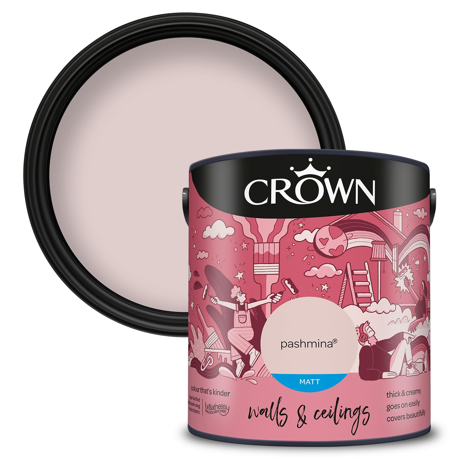 Crown Breatheasy Pashmina Matt Emulsion Paint - Pink - 2.5L