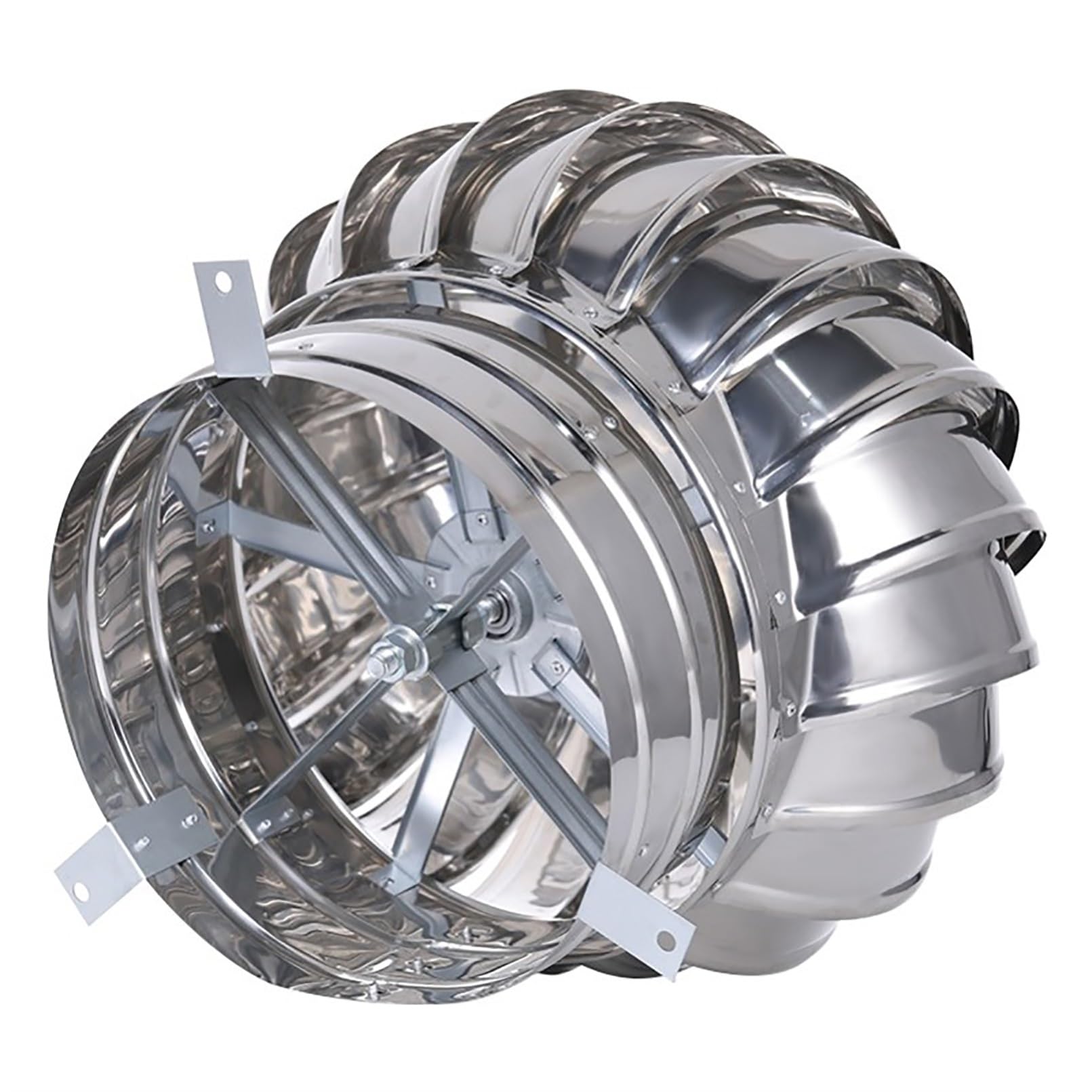 EJGMCNSGB 304 Stainless Steel Roof Wind Turbines Cap Vent Rotating Cover for Chimney Exhaust Attic Air Vent with Ventilating Fan 600mm/23.6in