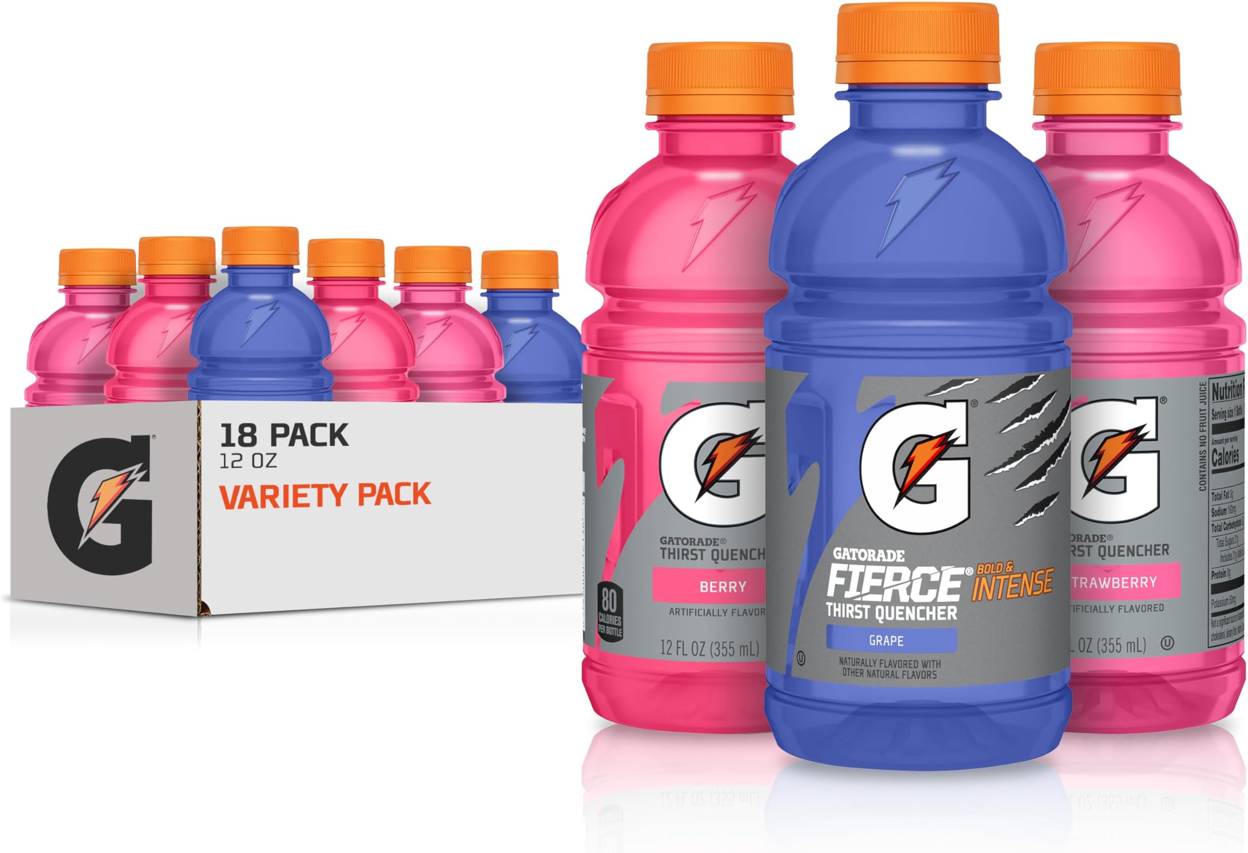 Thirst Quencher, Grape Berry, Strawberry Variety Pack, 12 Fl Oz (Pack of 18)