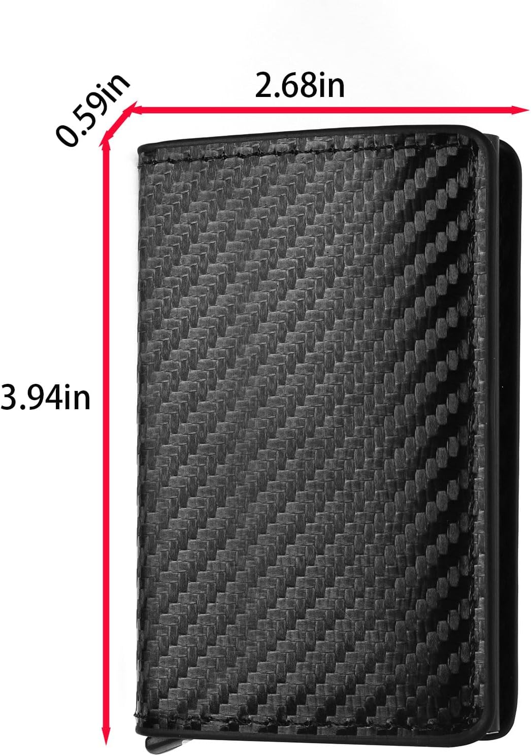 Slim RFID Blocking Wallet for Men & Women with Pop-Up Card Holder, Money Clip, Men's PU Leather trifold Wallet (Carbon fiber texture - black)