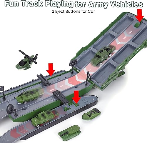 Miniatura 5 de GAOMON Juguetes de tanque militar para niños, tanque de juguete militar con 6 vehículos militares fundidos a presión, juego de vehículos militares