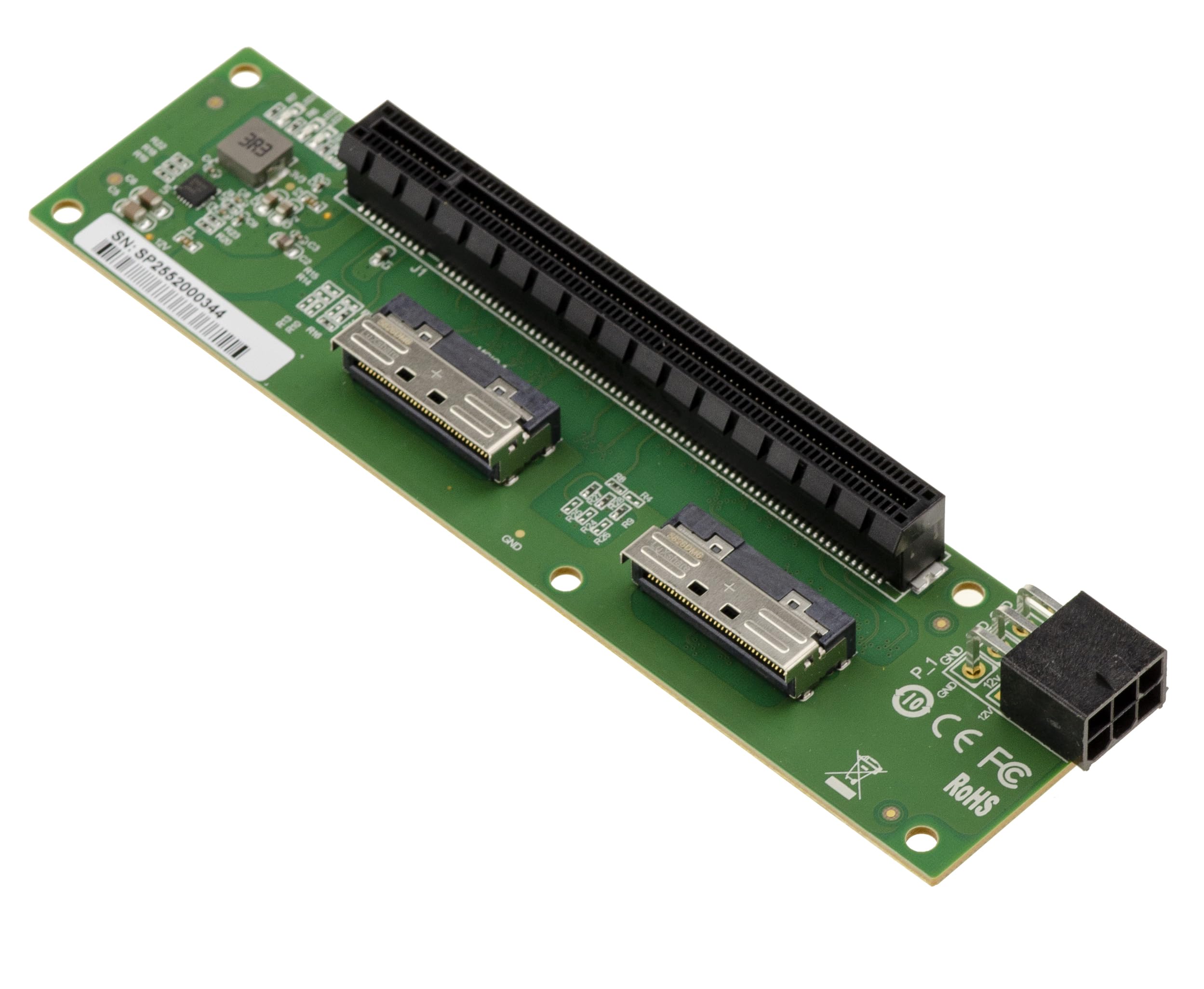 KALEA-INFORMATIQUE 2 Port MCIO 8i card to PCIe Gen 5.0 x8 or x16 for offshoring a PCI Express port, MCIO connectors parallel to the PCIe slot