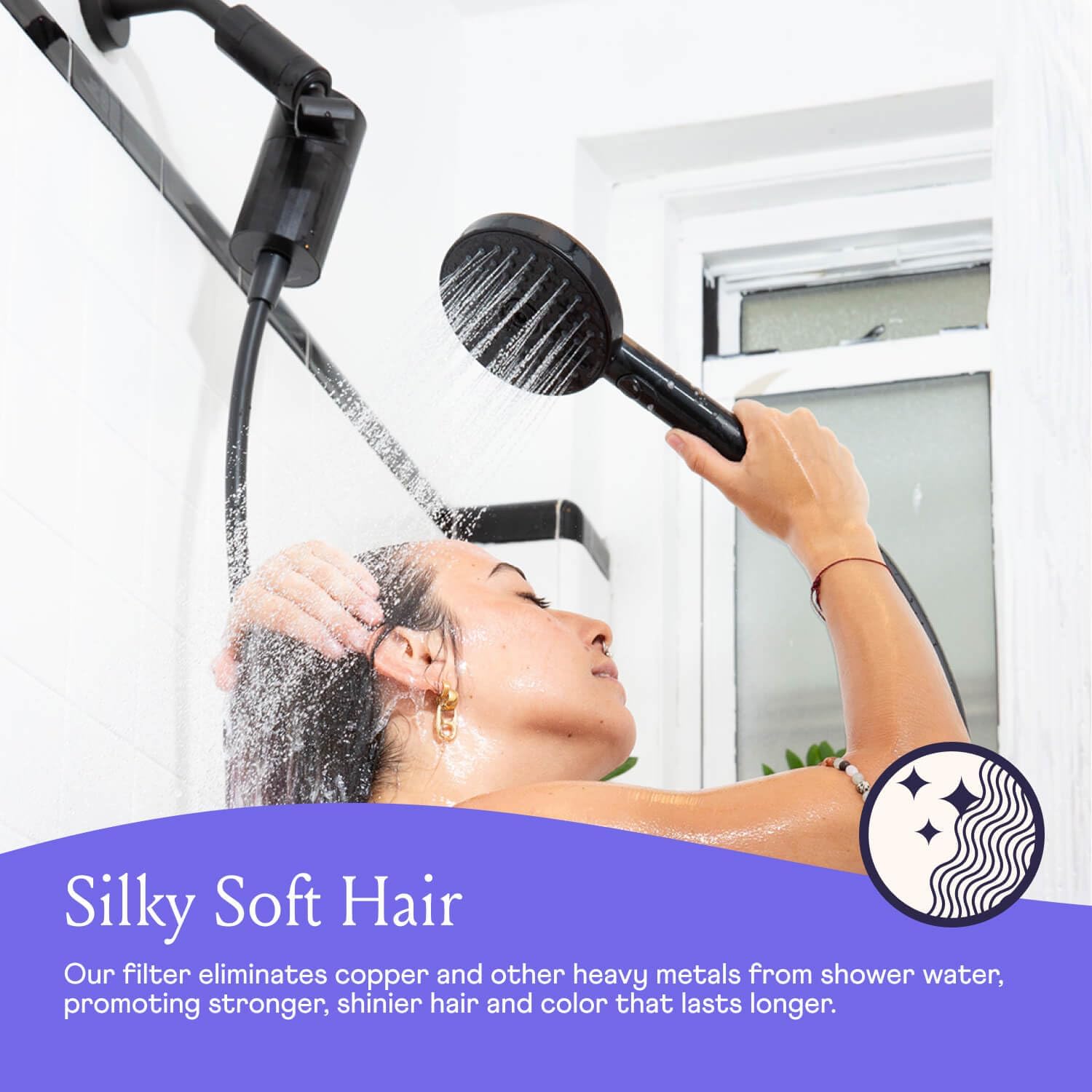 Sproos - Handheld Showerhead with Filter Set + 1 Extra Filter Cartridge, High Performance Filtration System for Healthier Hair and Skin, Extra Long 70 Inch Hose, 3 Customized Spray Functions, Yellow