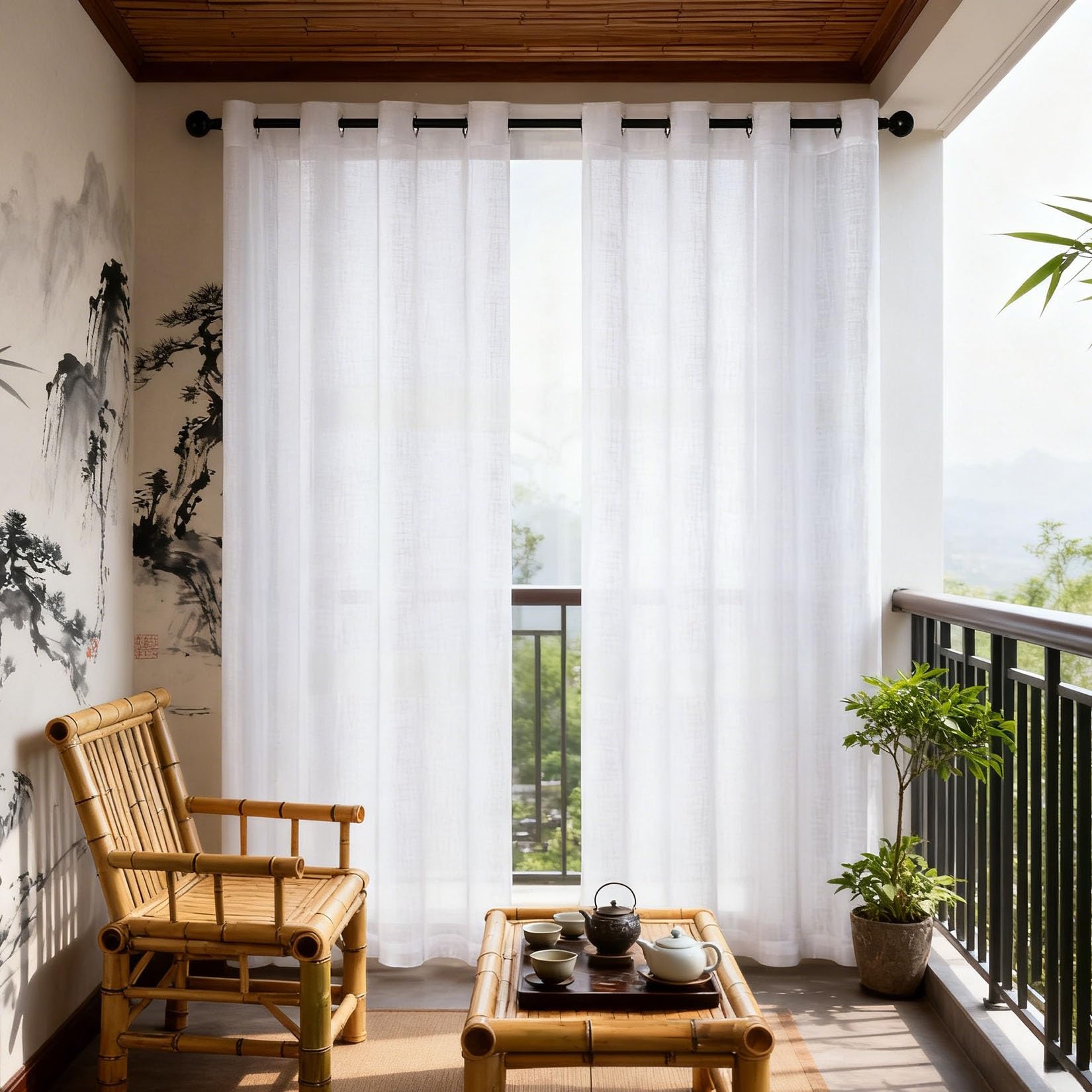 Rideau voilage pour terrasse et chambre créant une atmosphère douce et apaisante