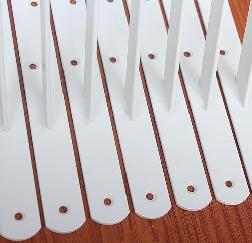 Vista 31 de Paquete de 4 soportes de estante resistentes de 8 pulgadas de largo x 6 pulgadas de alto con tornillos, soportes de estante de metal, soportes