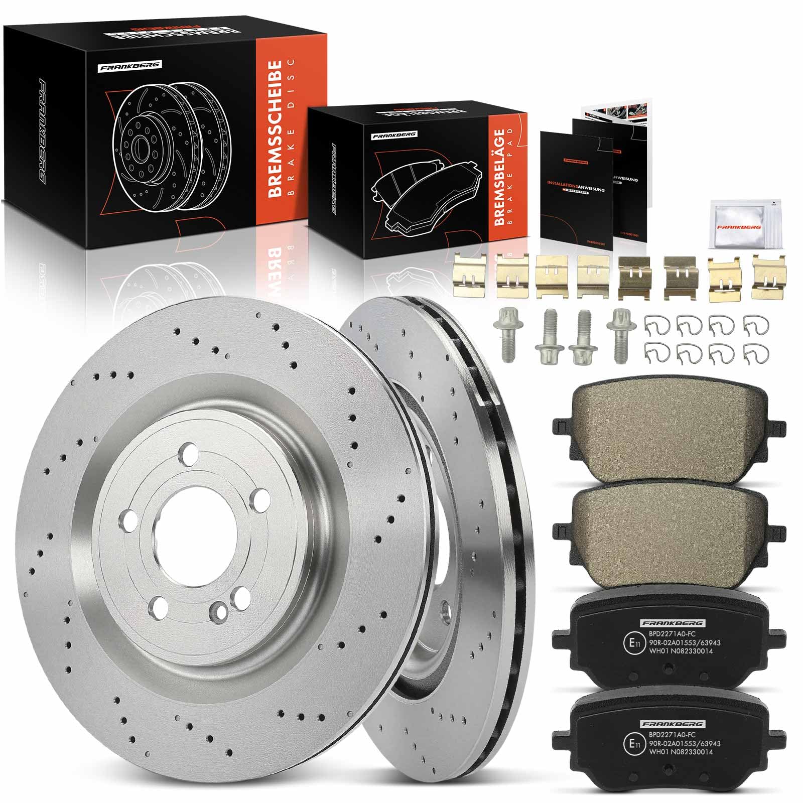 Frankberg 2 disques de frein + 4 plaquettes de frein