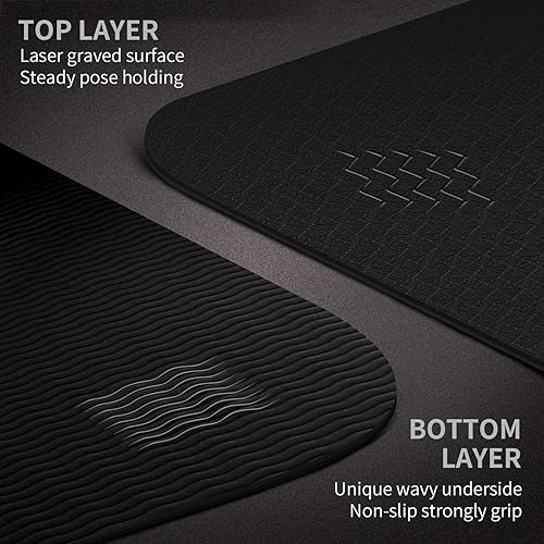 Miniatura 4 de CAMBIVO Tapete de yoga extra ancho para mujeres y hombres (72"84" x 32" x 14") Tapete de entrenamiento TPE antideslizante grande para yoga, pilates,