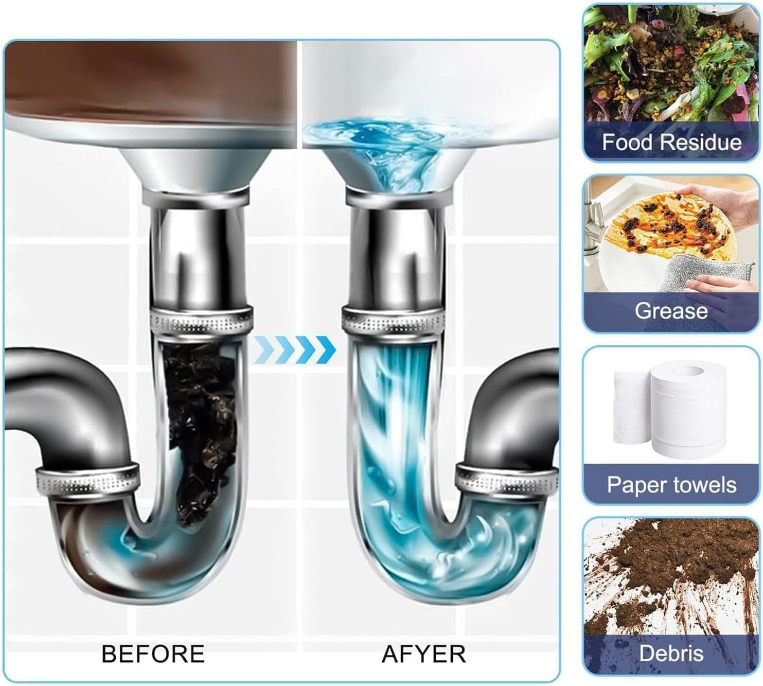 Pipeline Dredging Agent, Drain Clog Remover, Powerful Pipe Dredging Agent Powder, Sink and Drain Pipe Unclogging Agent For Kitchen Toilet (2) - Image 6