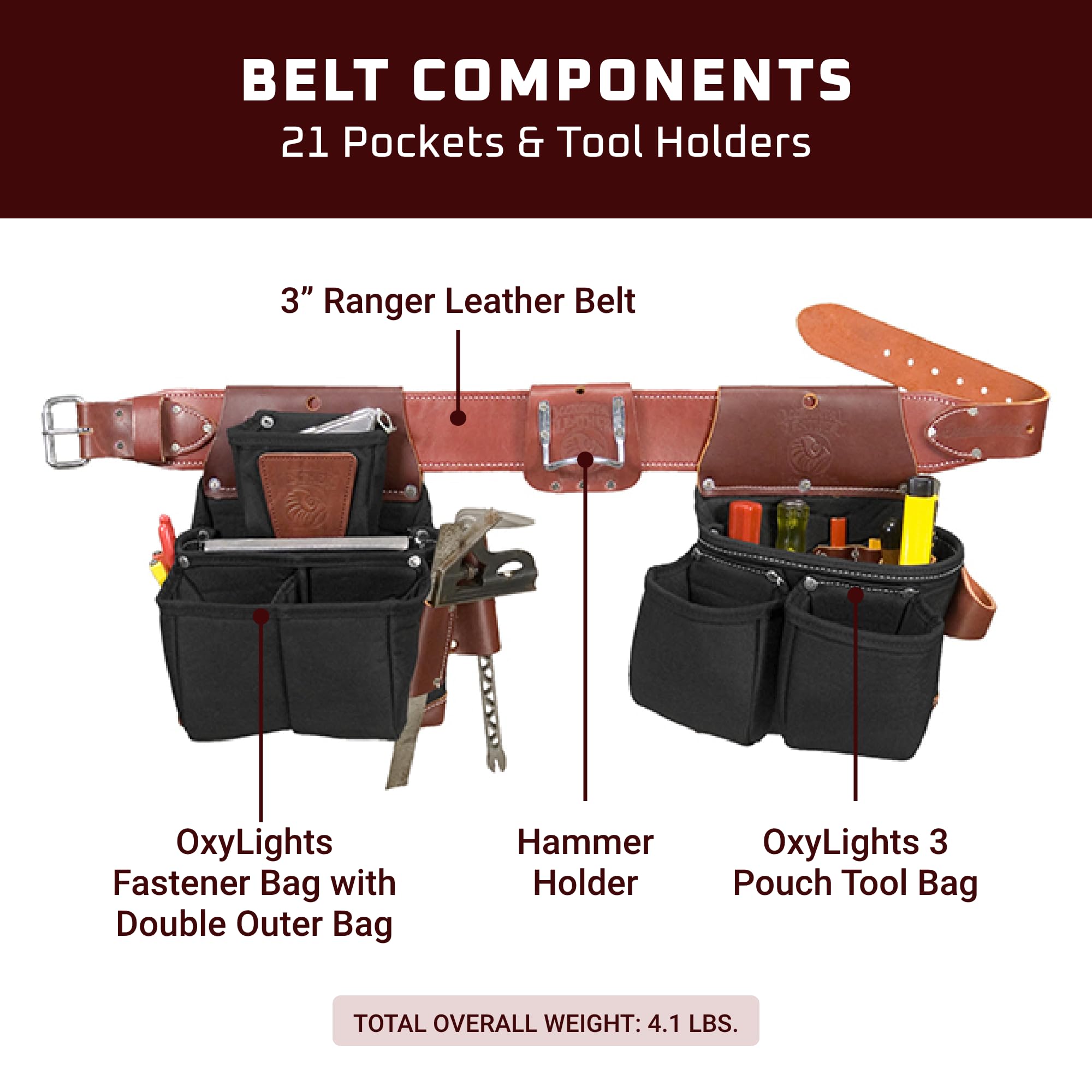 Occidental Leather OxyLights Ultra Framer Tool Belt - Medium - 21