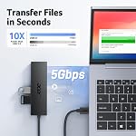 Acer USB Hub 3.0, 4-Port Ultra Slim USB Adapter with Type C 5V3A, USBA Splitter Extender for Laptop, Desktop, Mouse, Keyboard Compatible with Windows, Linux, Acer, Chromebook, Surface-0.7FT